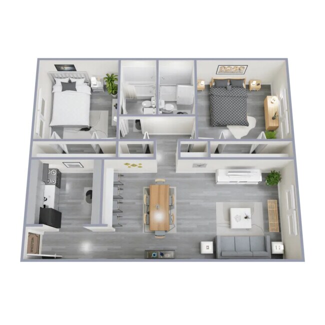 2 BR, 2 BA - Plan E L102 floor plan